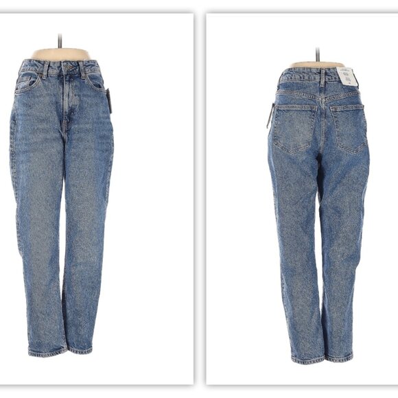 H&M Comfort Stretch Mom Jeans High Waist Ankle Length Nwt - Picture 1 of 7